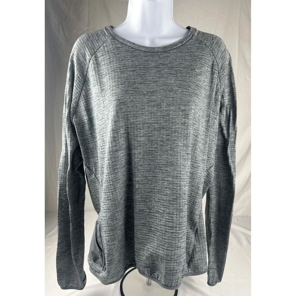 NEW Nike Thermal Long Sleeve Dri Fit Crewneck Running Shirt Grey Womens XL